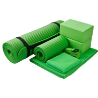 7-Piece Set - Include 1/2" Thick Yoga Mat with Carrying Strap, 2 Yoga Blocks, Yoga Mat Towel, Yoga Hand Towel, Yoga Strap and Yoga Knee Pad Haybahh