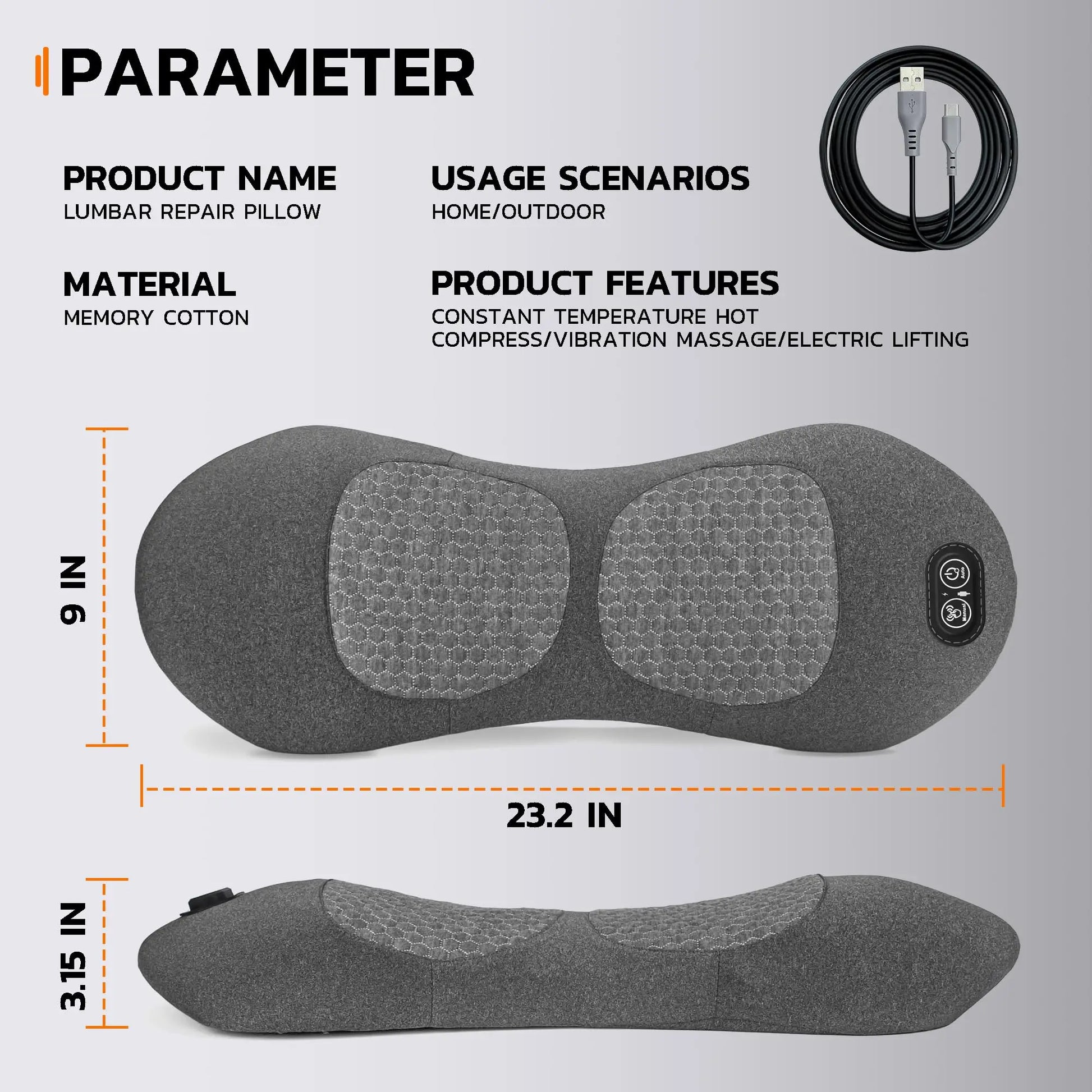3 in 1 Back Massager - Electric Lumbar with Heat, Vibration, Traction,Lumbar Support Pillow for Back Deep Tissue Relaxation